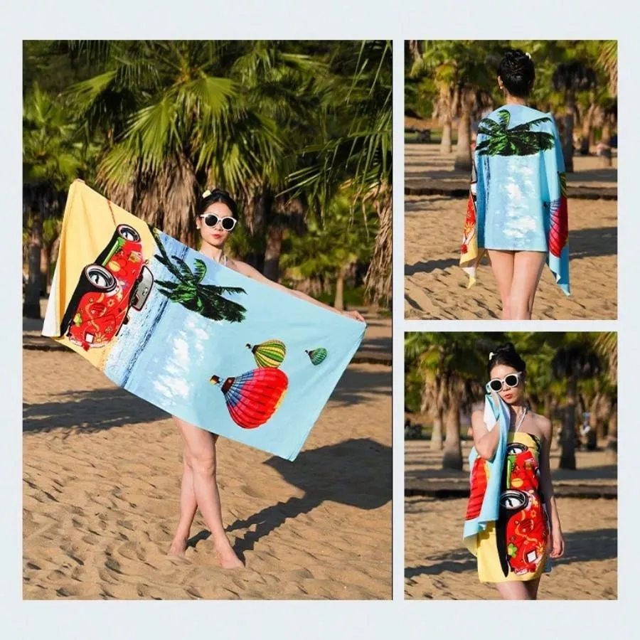 1 Piece Beach Towel Oversized Soft Microfiber Sun Protection Lightweight Beach Towel, Essential For Beach, Shower, Swimming Pool, Camping, Traveling