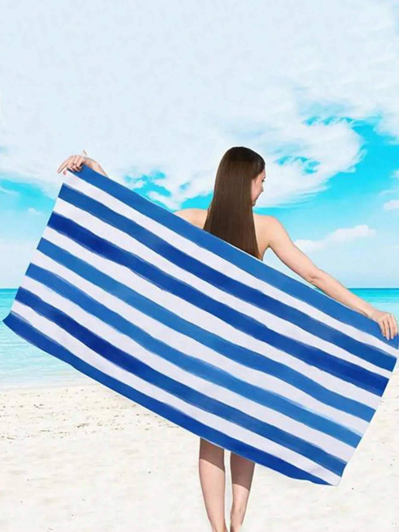 1pc Thickened Microfiber Beach Towel Swimming Bath Towel Large Sand-Proof Towel