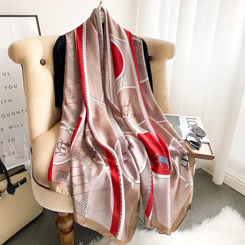 2022 Brand Designer Silk Scarf Female Foulard Bandana Long Shawls Wraps Winter Neck Scarves Pashmina Lady Hijab Luxury New