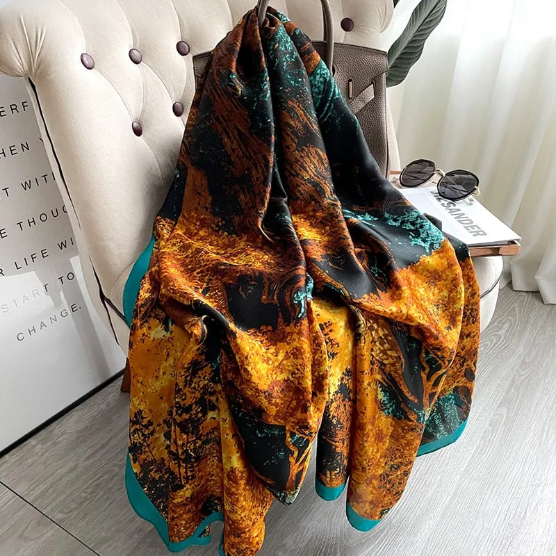 2022 Brand Designer Silk Scarf Female Foulard Bandana Long Shawls Wraps Winter Neck Scarves Pashmina Lady Hijab Luxury New