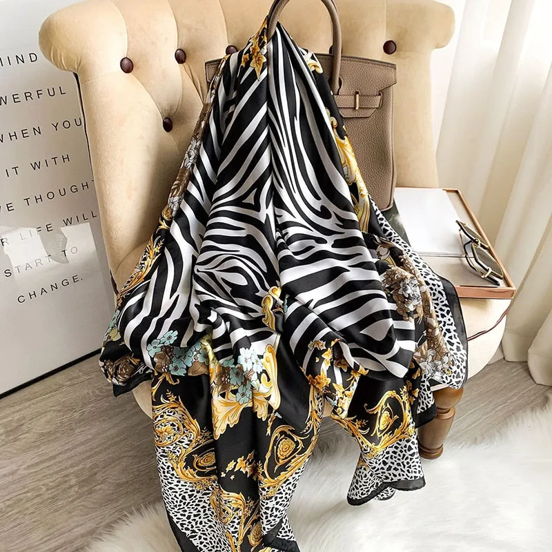 2022 Brand Designer Silk Scarf Female Foulard Bandana Long Shawls Wraps Winter Neck Scarves Pashmina Lady Hijab Luxury New