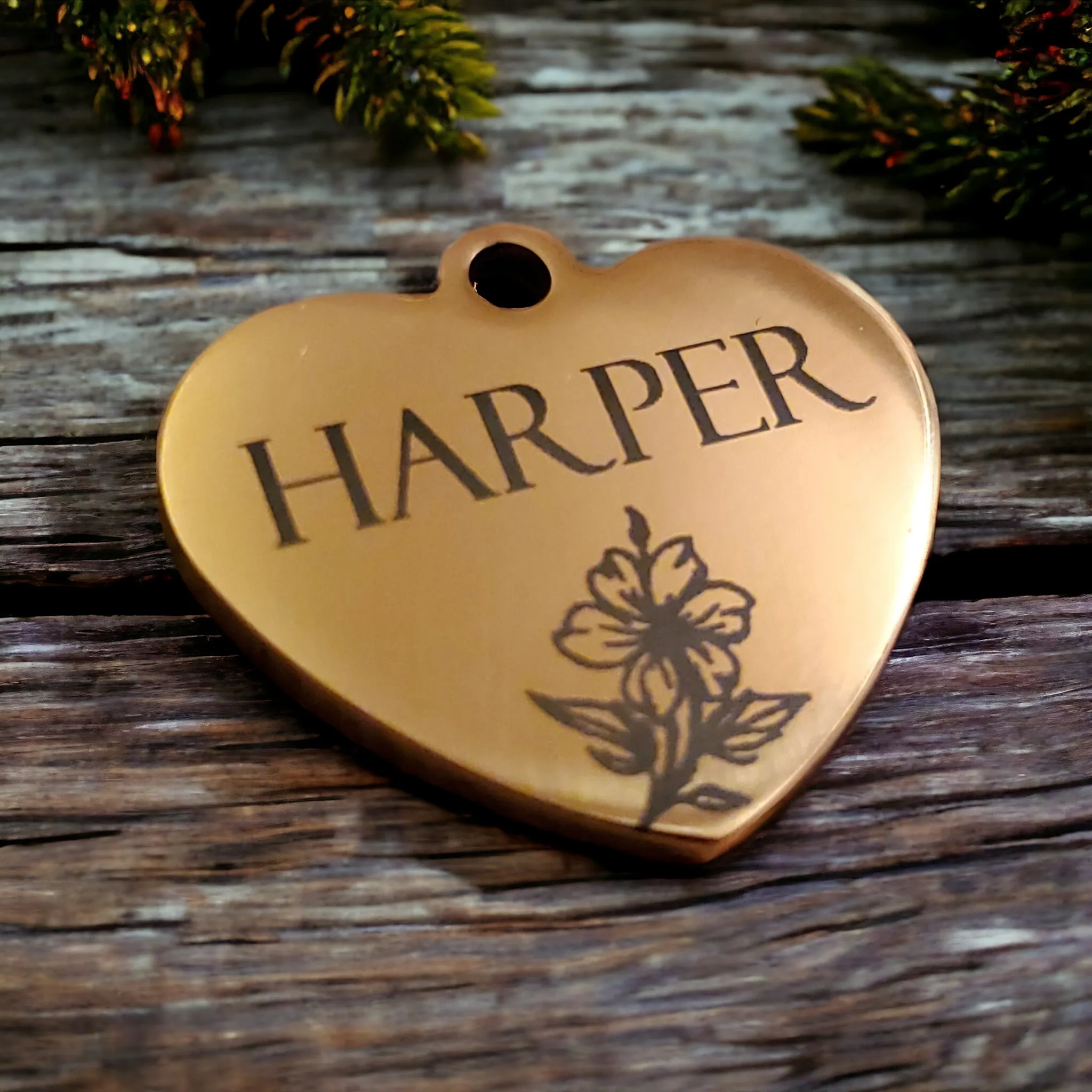 Black Heart Shaped Pet ID Tag | Laser Engraved