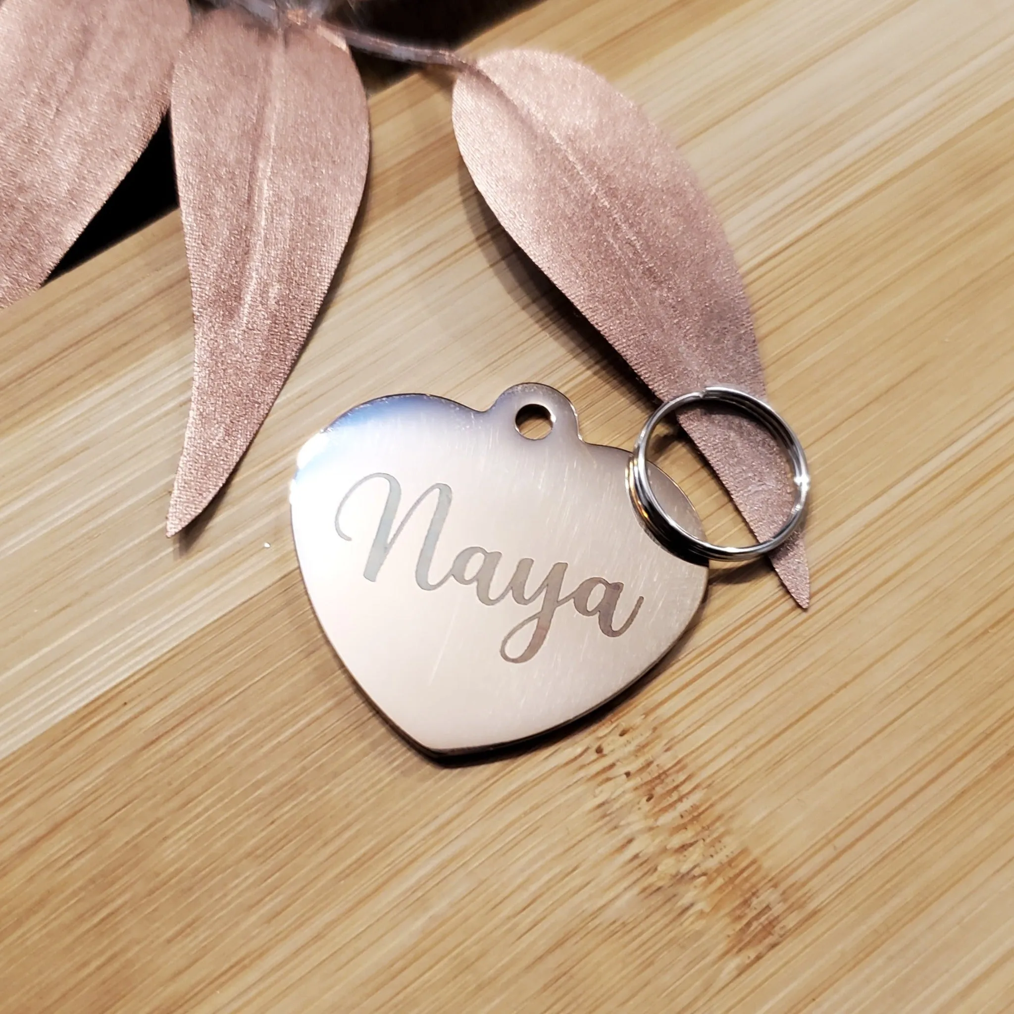 Black Heart Shaped Pet ID Tag | Laser Engraved