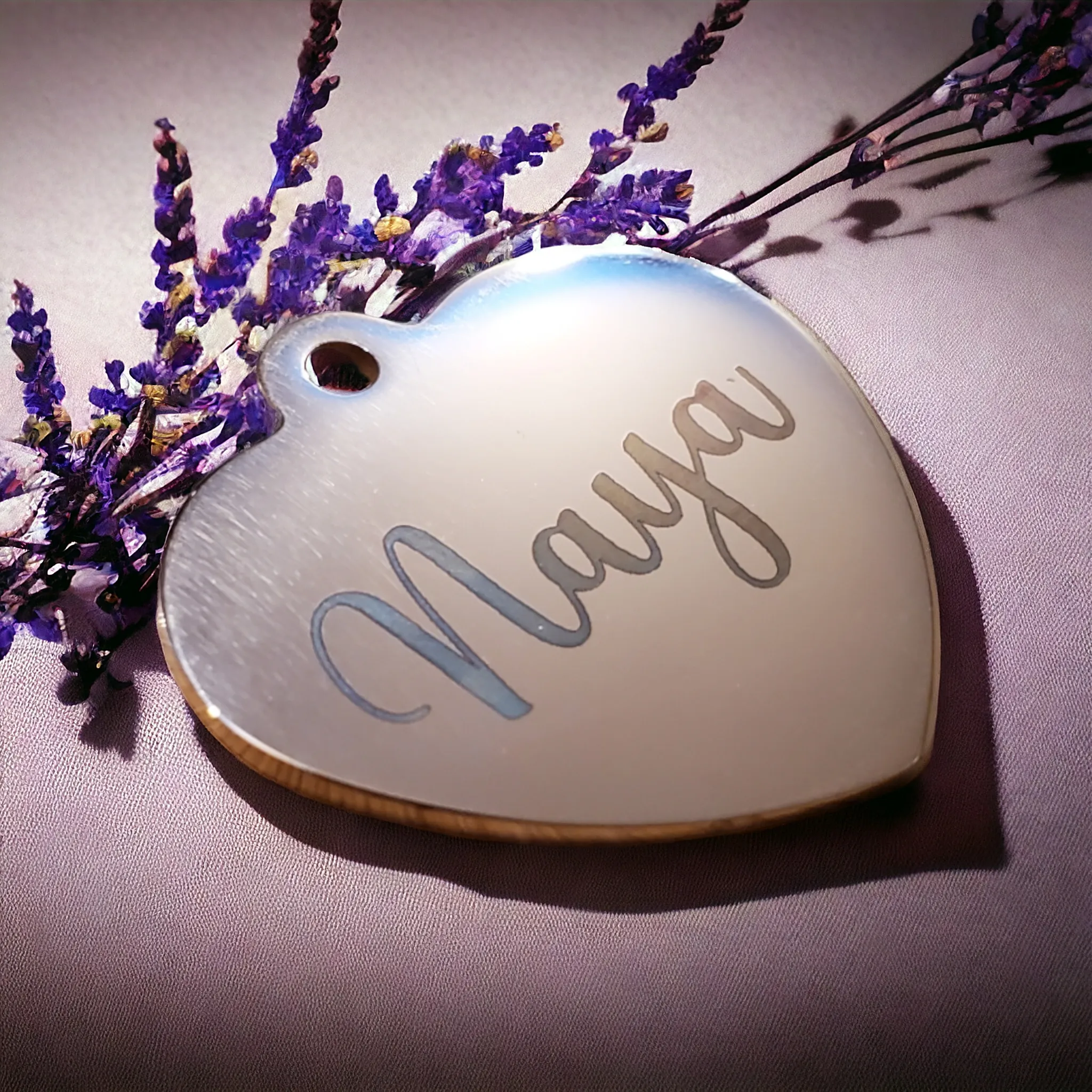 Black Heart Shaped Pet ID Tag | Laser Engraved