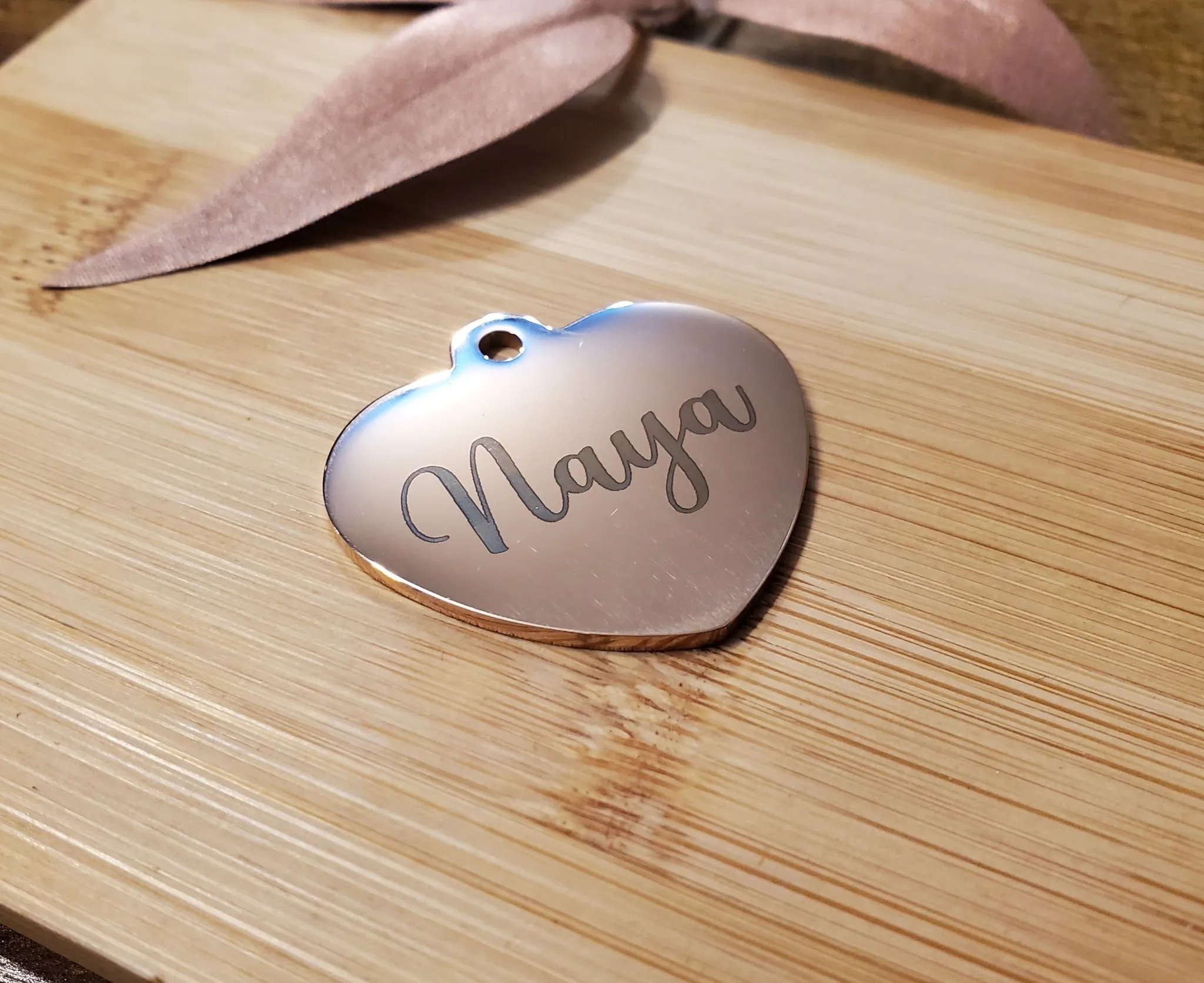 Black Heart Shaped Pet ID Tag | Laser Engraved