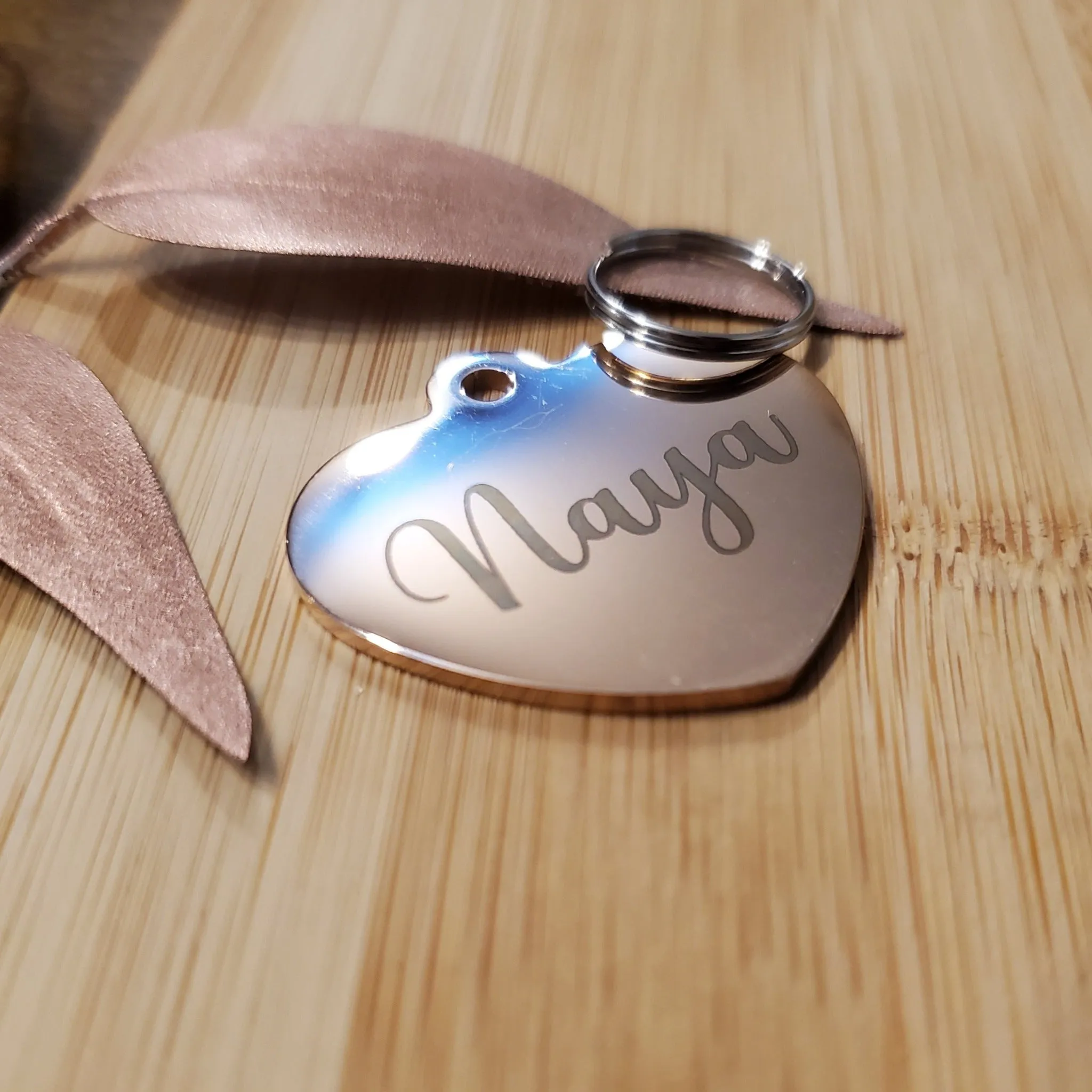 Black Heart Shaped Pet ID Tag | Laser Engraved