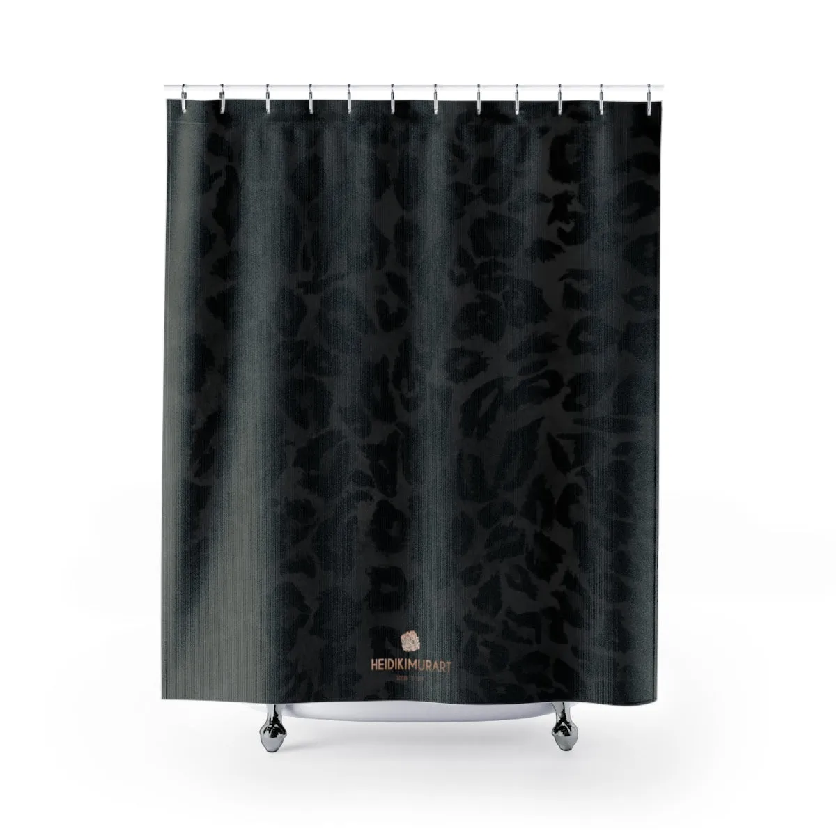 Black Leopard Shower Curtains, Animal Print Polyester Large 71x74 in Bathroom Curtains