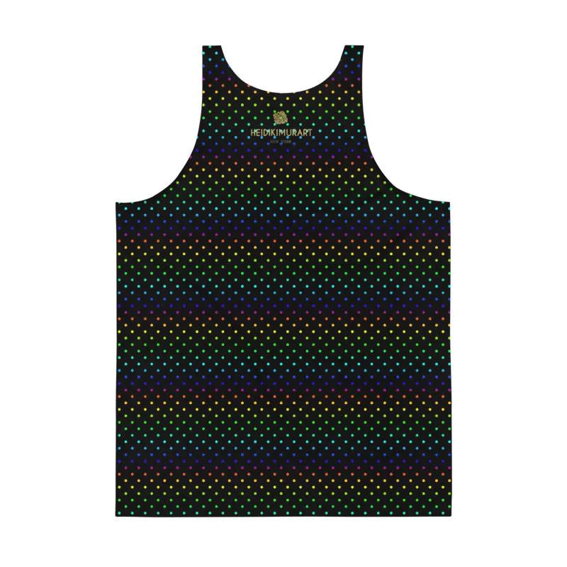 Black Rainbow Men's Tank Top, Polka Dots Gay Friendly Unisex Tank Top- Made in USA/EU