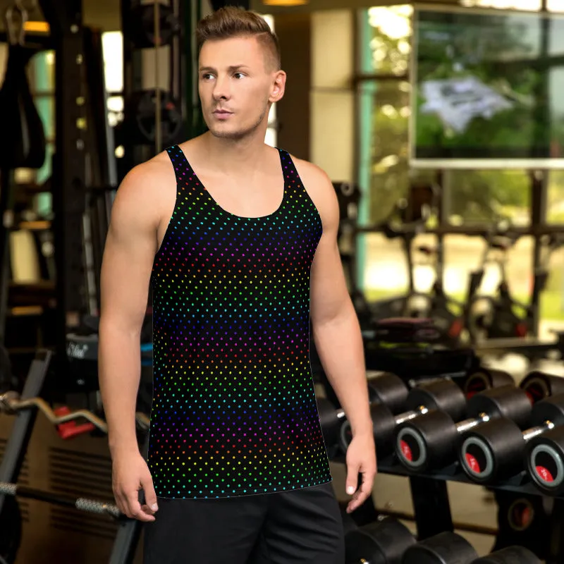 Black Rainbow Men's Tank Top, Polka Dots Gay Friendly Unisex Tank Top- Made in USA/EU