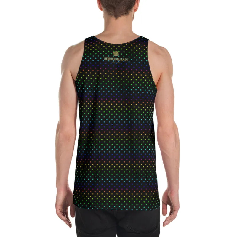 Black Rainbow Men's Tank Top, Polka Dots Gay Friendly Unisex Tank Top- Made in USA/EU