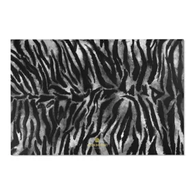 Black Tiger Stripe Area Rug, White Black Animal Print 24x36, 36x60, 48x72 in. Carpet- Printed in USA