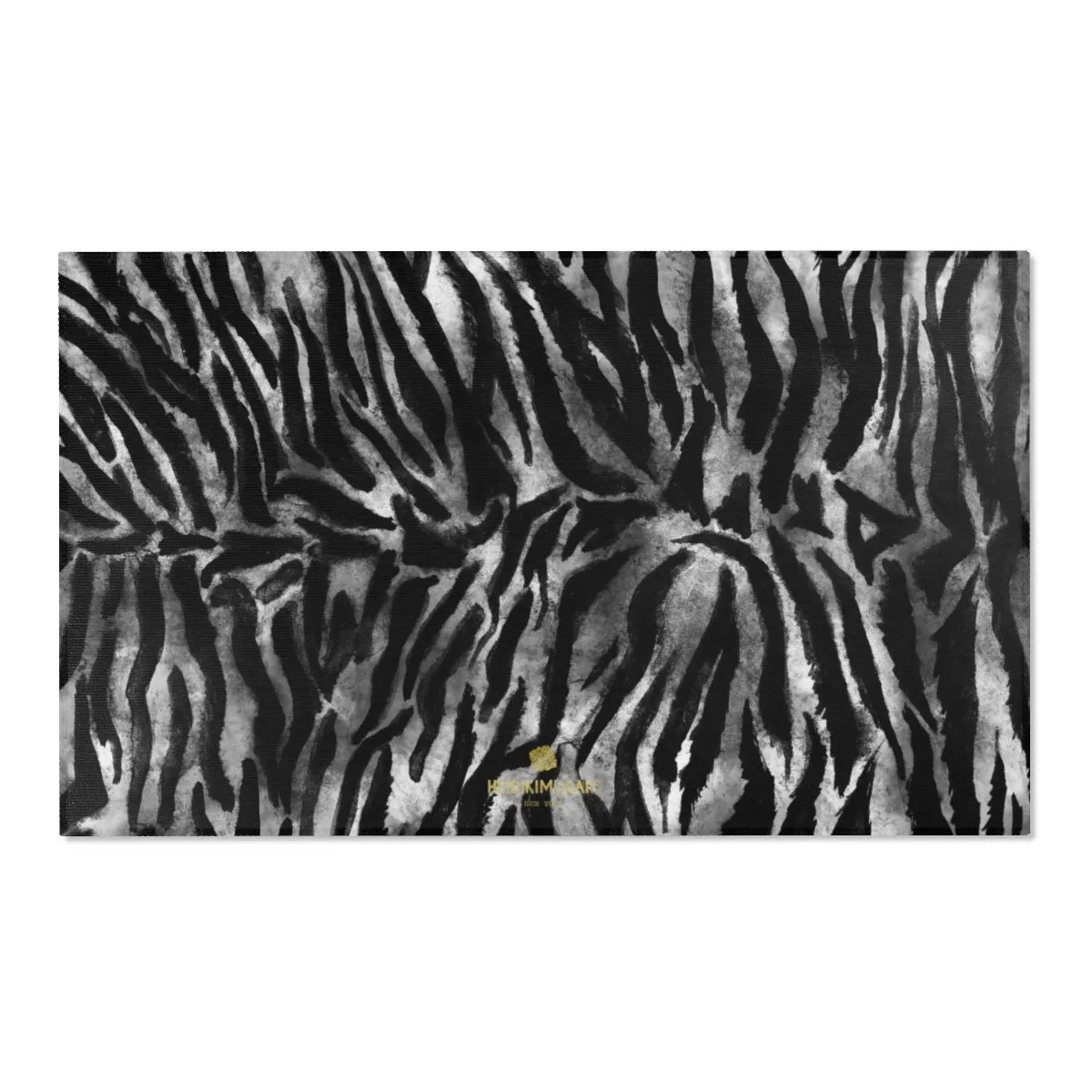 Black Tiger Stripe Area Rug, White Black Animal Print 24x36, 36x60, 48x72 in. Carpet- Printed in USA