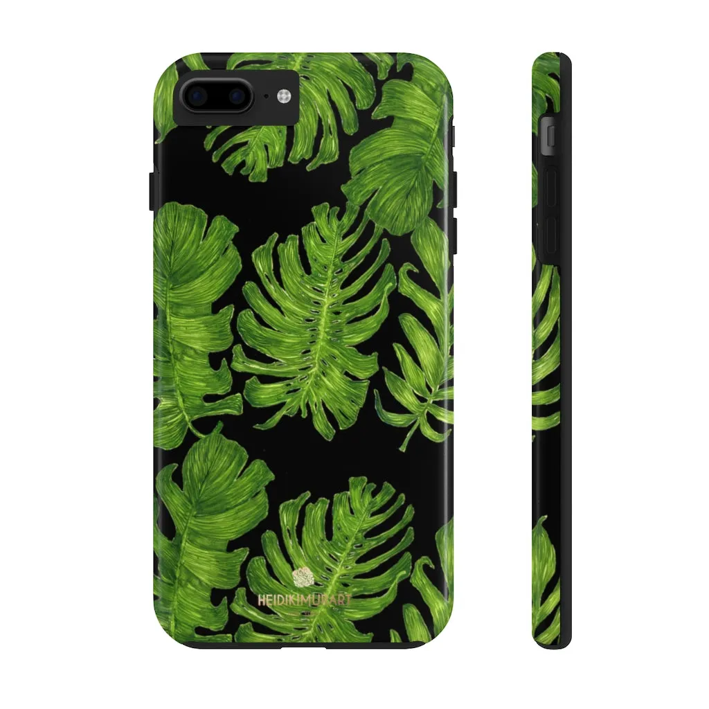 Black Tropical Leaf iPhone Case, Hawaiian Case Mate Tough Samsung Galaxy Phone Cases