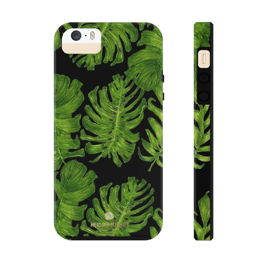 Black Tropical Leaf iPhone Case, Hawaiian Case Mate Tough Samsung Galaxy Phone Cases