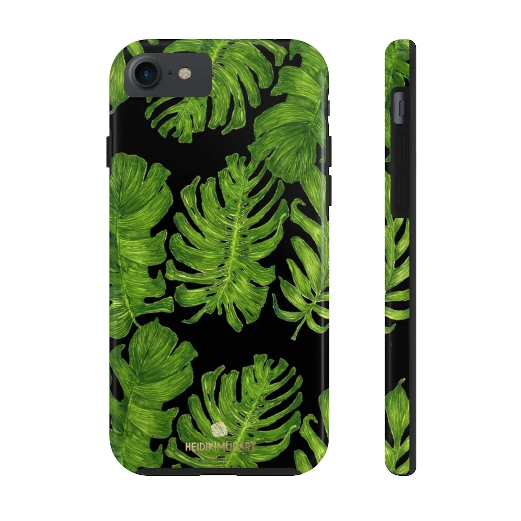 Black Tropical Leaf iPhone Case, Hawaiian Case Mate Tough Samsung Galaxy Phone Cases