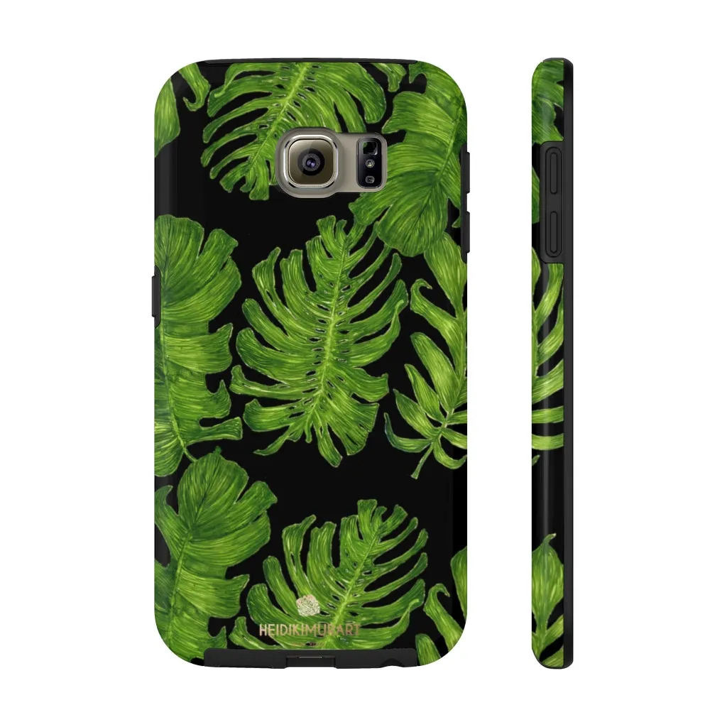 Black Tropical Leaf iPhone Case, Hawaiian Case Mate Tough Samsung Galaxy Phone Cases