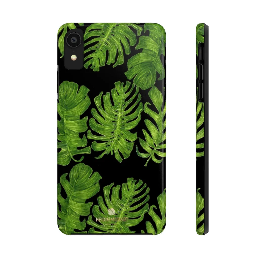 Black Tropical Leaf iPhone Case, Hawaiian Case Mate Tough Samsung Galaxy Phone Cases