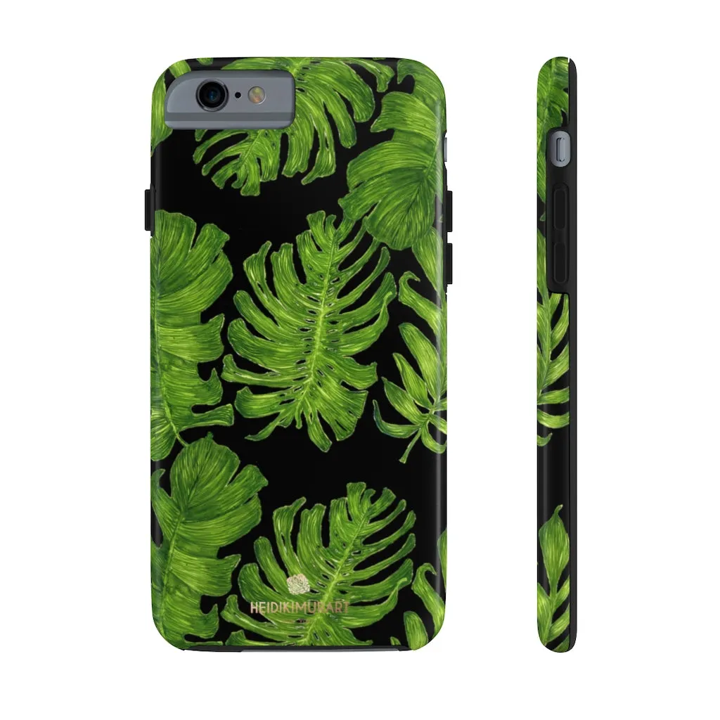 Black Tropical Leaf iPhone Case, Hawaiian Case Mate Tough Samsung Galaxy Phone Cases