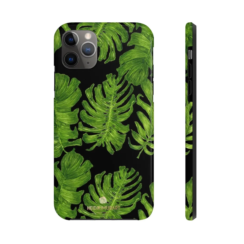 Black Tropical Leaf iPhone Case, Hawaiian Case Mate Tough Samsung Galaxy Phone Cases