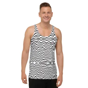 Black Wavy Unisex Tank Top, Premium Quality Men's Unisex Tank Top-Made in USA/EU/MX (US Size: XS-2XL)