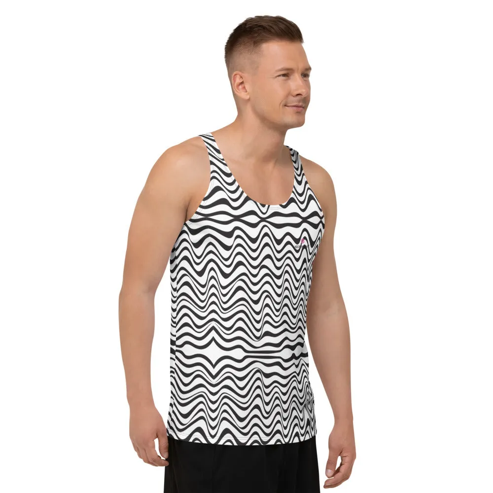 Black Wavy Unisex Tank Top, Premium Quality Men's Unisex Tank Top-Made in USA/EU/MX (US Size: XS-2XL)