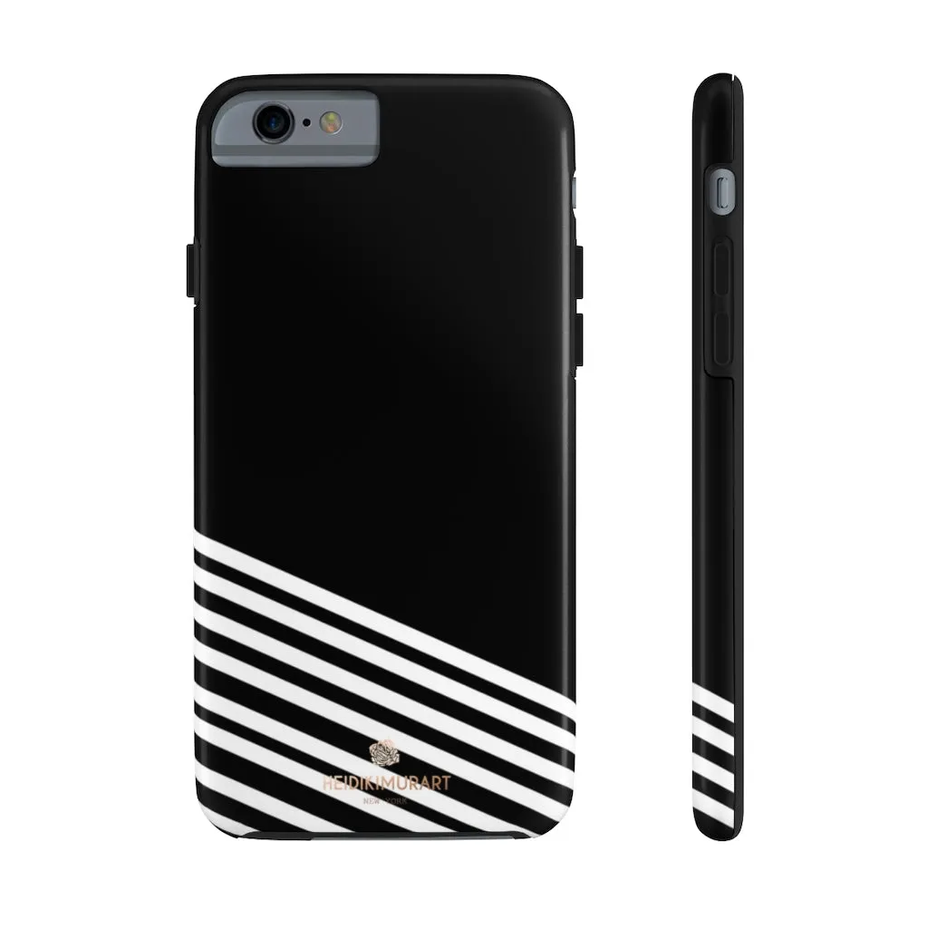 Black White Striped iPhone Case, Modern Case Mate Tough Samsung Galaxy Phone Cases