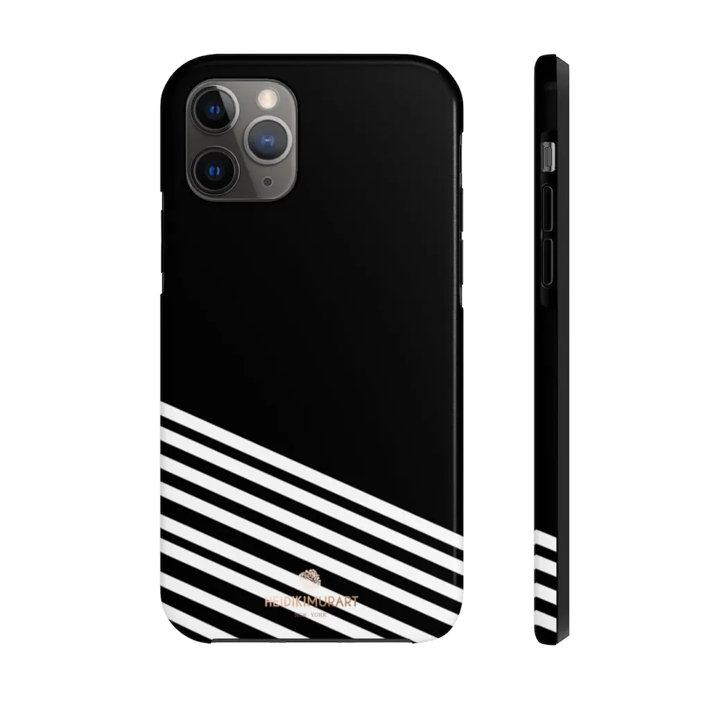 Black White Striped iPhone Case, Modern Case Mate Tough Samsung Galaxy Phone Cases