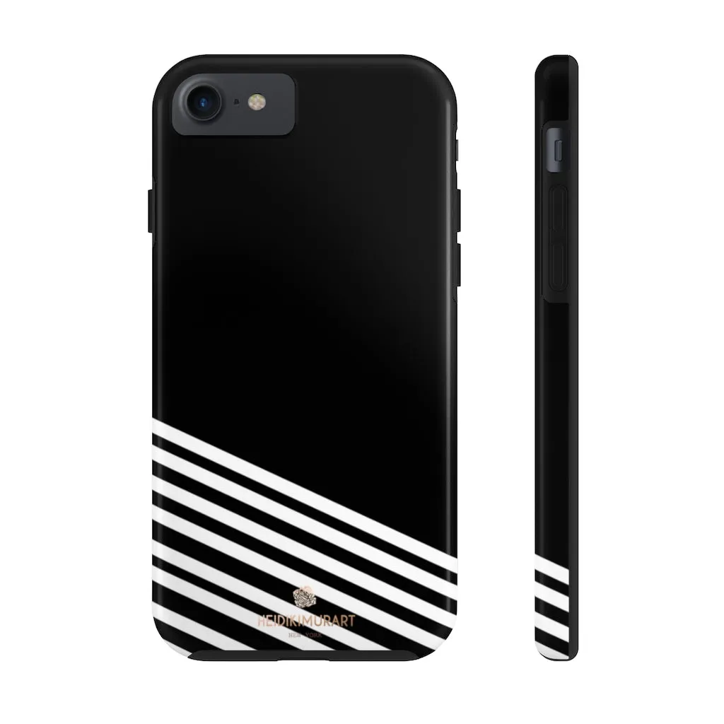 Black White Striped iPhone Case, Modern Case Mate Tough Samsung Galaxy Phone Cases