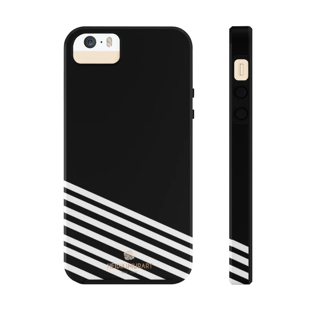 Black White Striped iPhone Case, Modern Case Mate Tough Samsung Galaxy Phone Cases