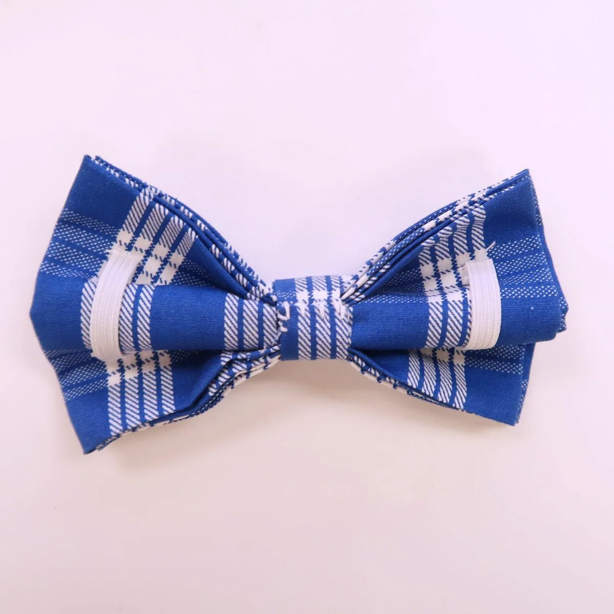 Blue Palaka Plaid Print Dog's Bow Tie