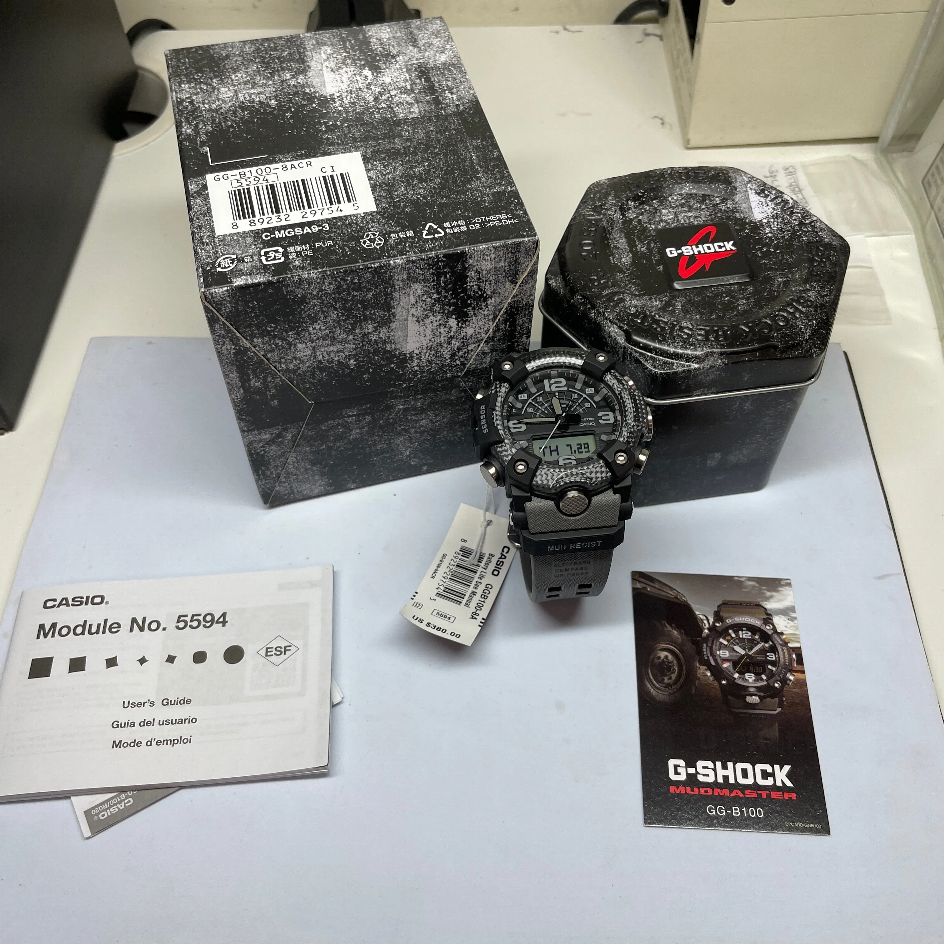 CASIO G-Shock GGB100-8A Gray Black Mudmaster Carbon Watch