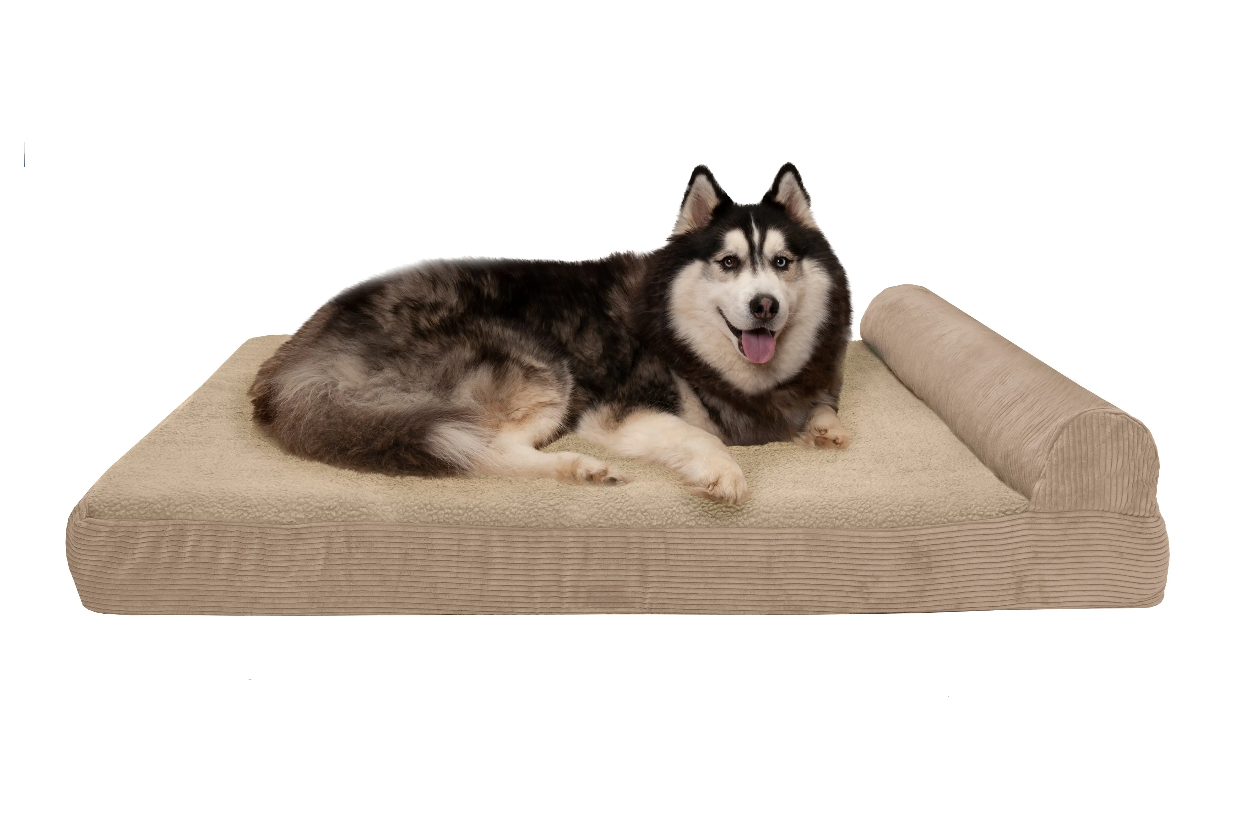 Chaise Lounge Dog Bed - Faux Fleece & Corduroy