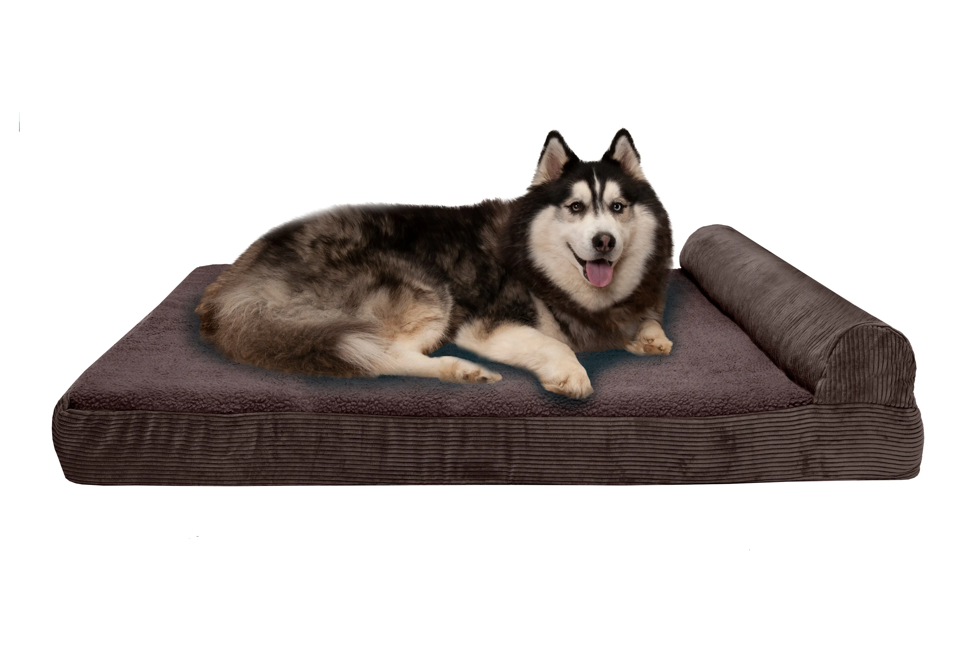 Chaise Lounge Dog Bed - Faux Fleece & Corduroy