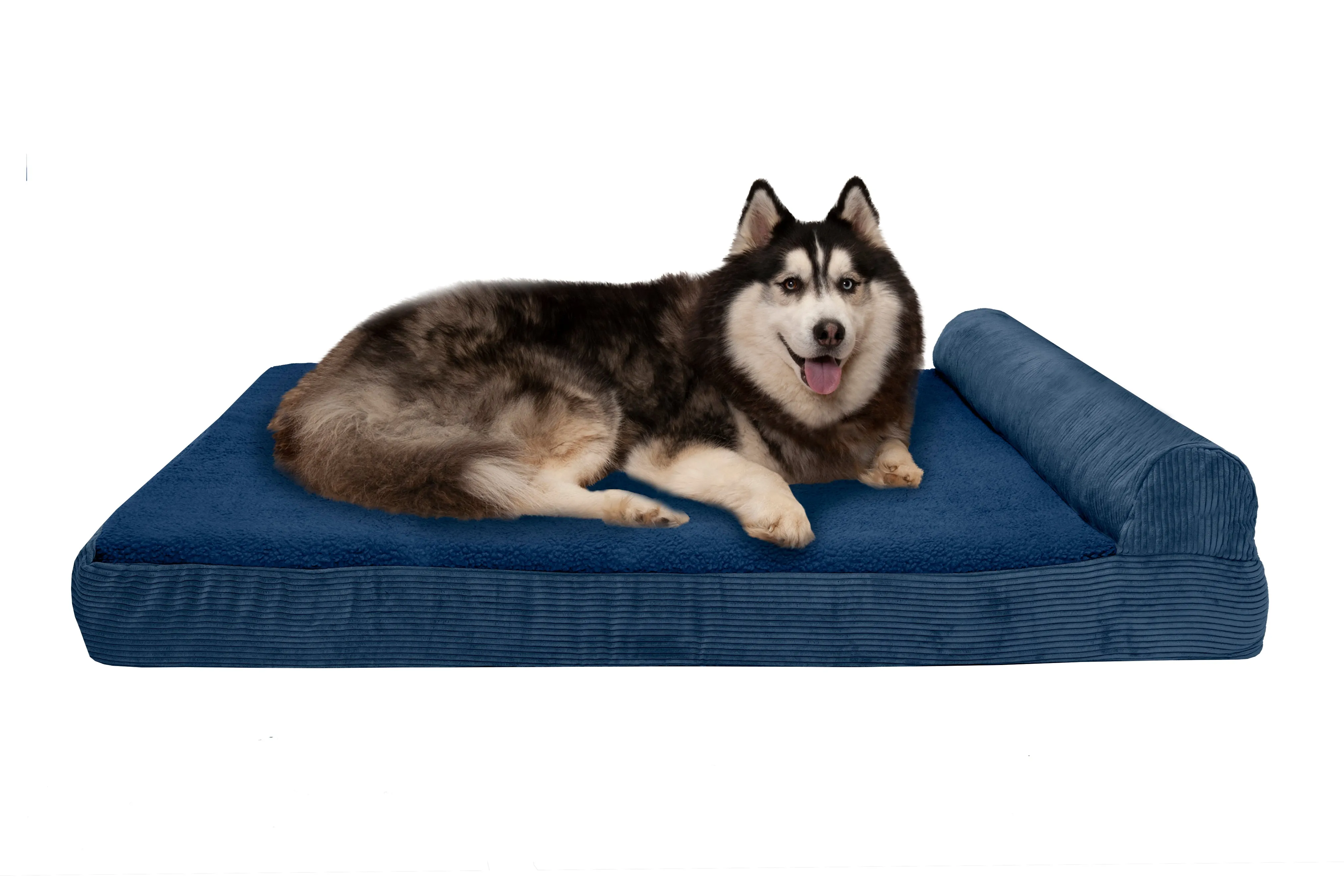 Chaise Lounge Dog Bed - Faux Fleece & Corduroy