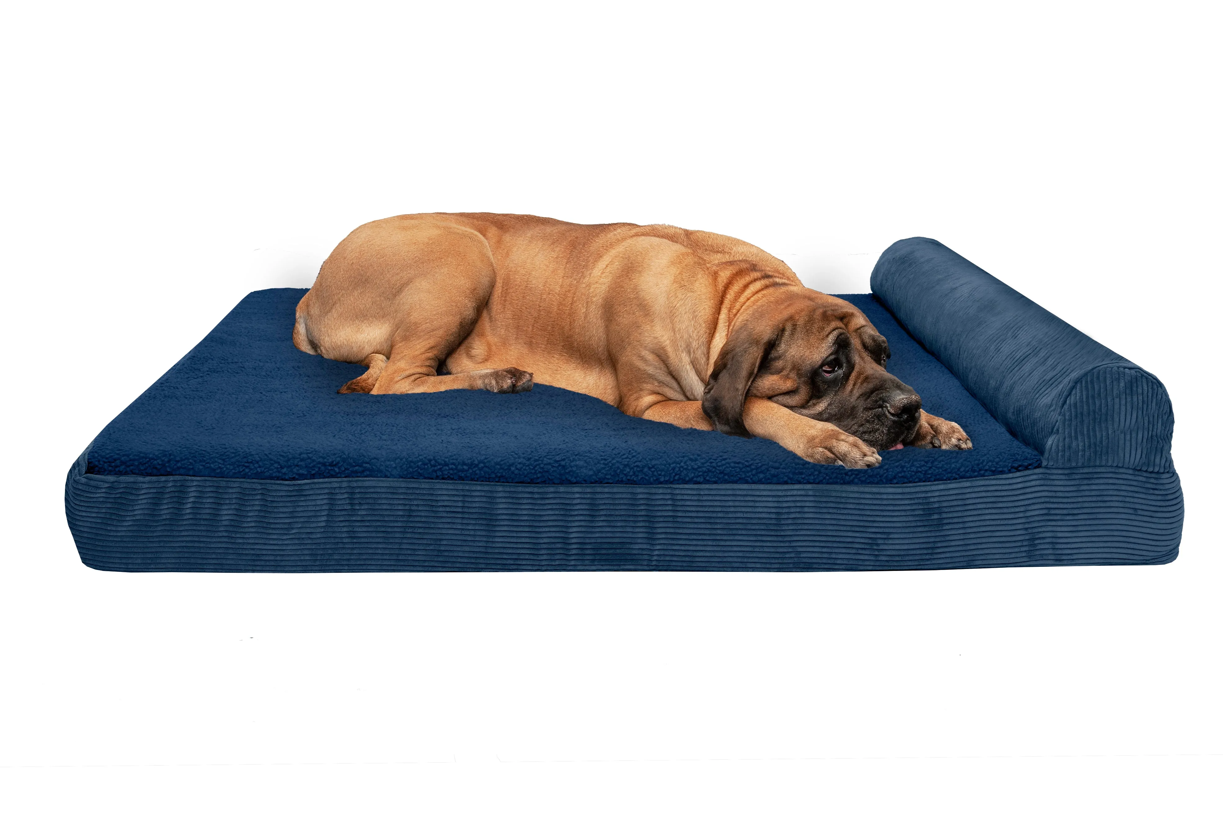 Chaise Lounge Dog Bed - Faux Fleece & Corduroy