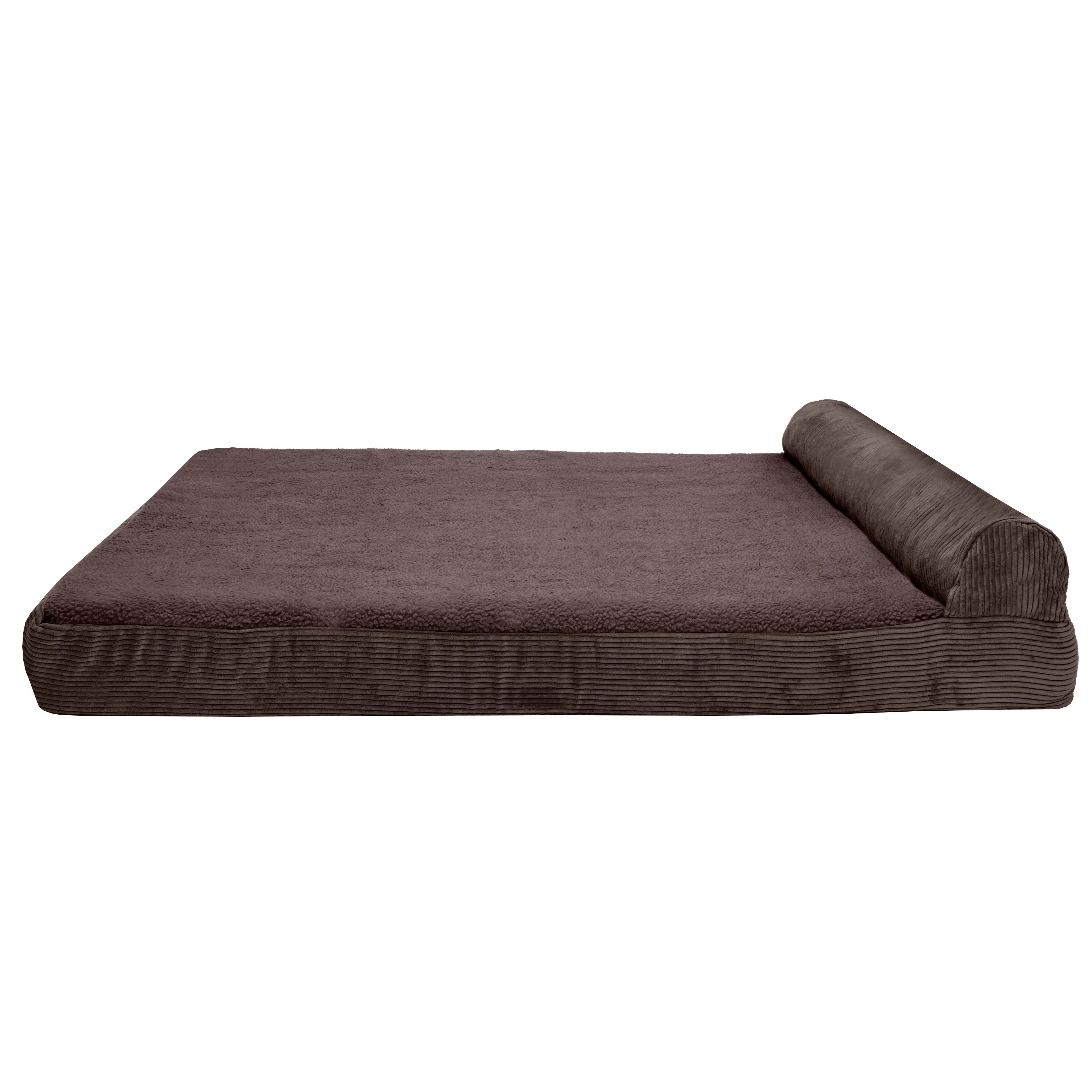 Chaise Lounge Dog Bed - Faux Fleece & Corduroy