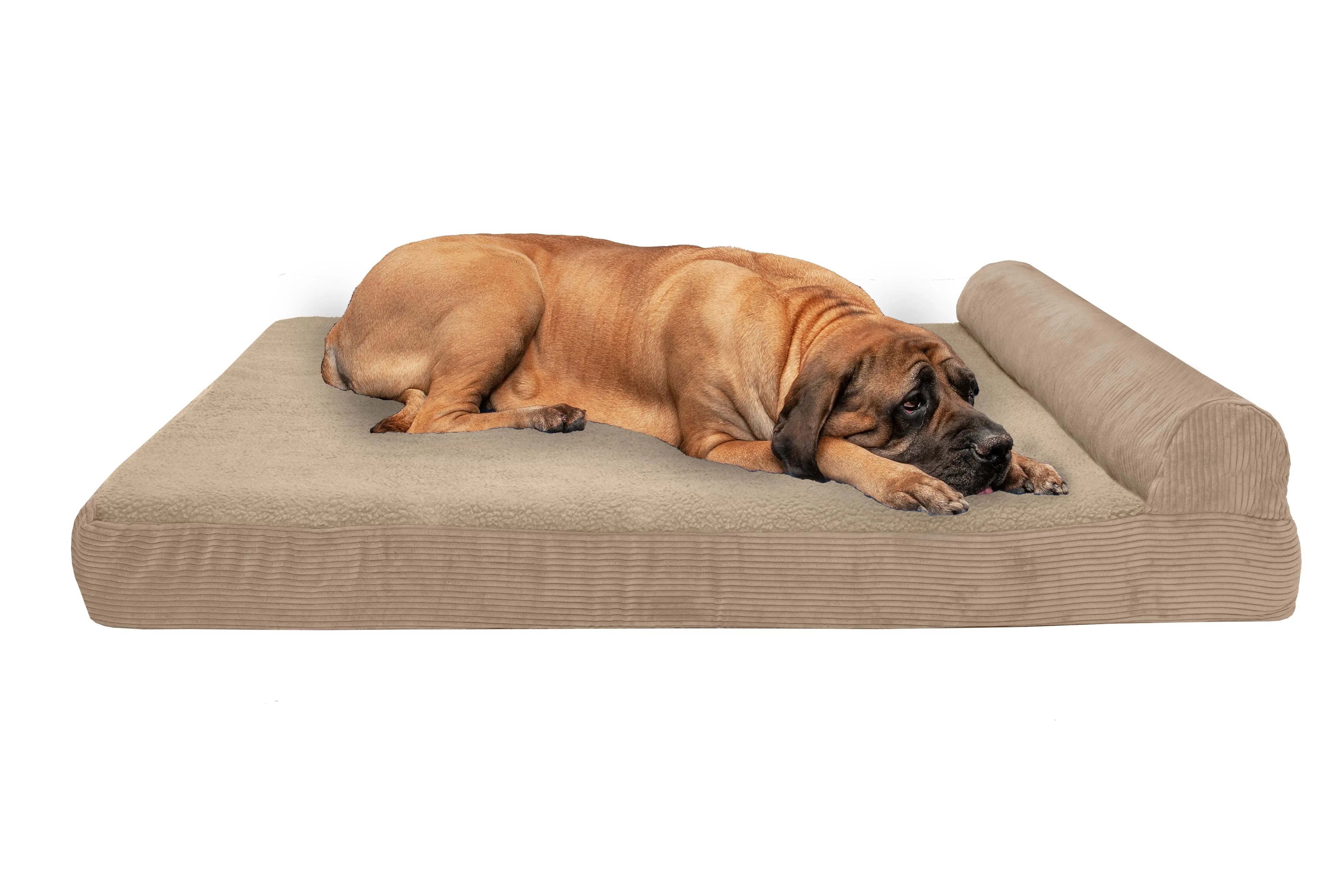 Chaise Lounge Dog Bed - Faux Fleece & Corduroy