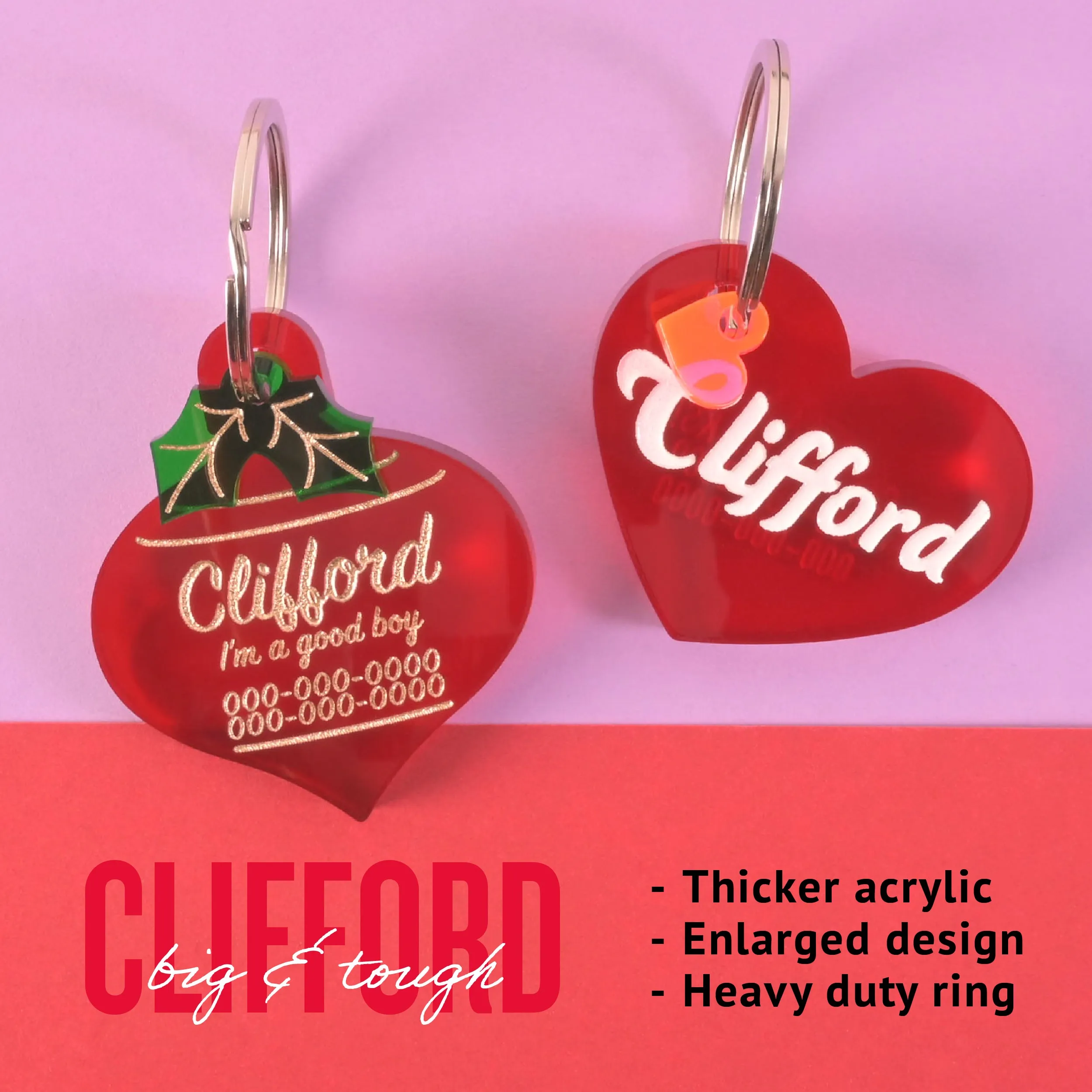 Clifford, Large Disco Personalized Pet Tag