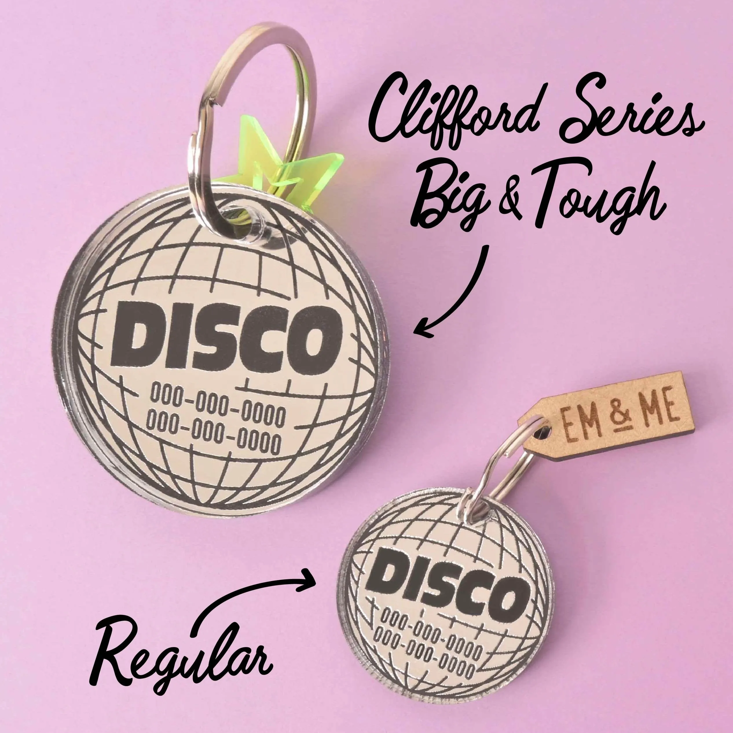 Clifford, Large Disco Personalized Pet Tag