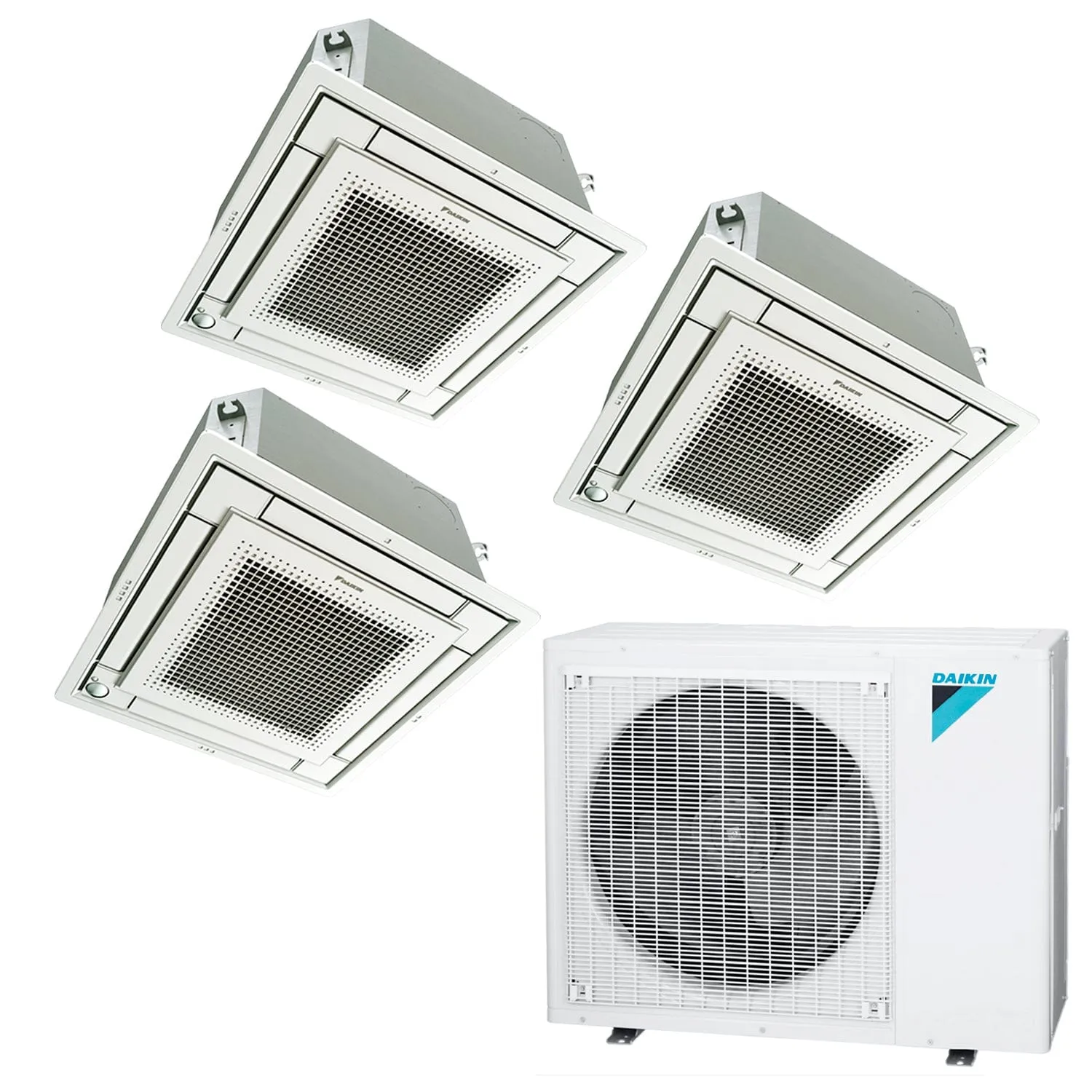 Daikin 3-Zone Ceiling Cassette Hyper Heat Ductless Mini-Split 36000 BTU Heat Pump Air Conditioner 12k   15k   18k - 20 SEER2