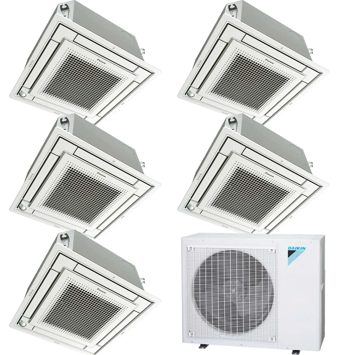 Daikin 5-Zone Ceiling Cassette Ductless Mini-Split 48000 BTU Heat Pump Air Conditioner 9k   9k   9k   12k   15k - 20.6 SEER2