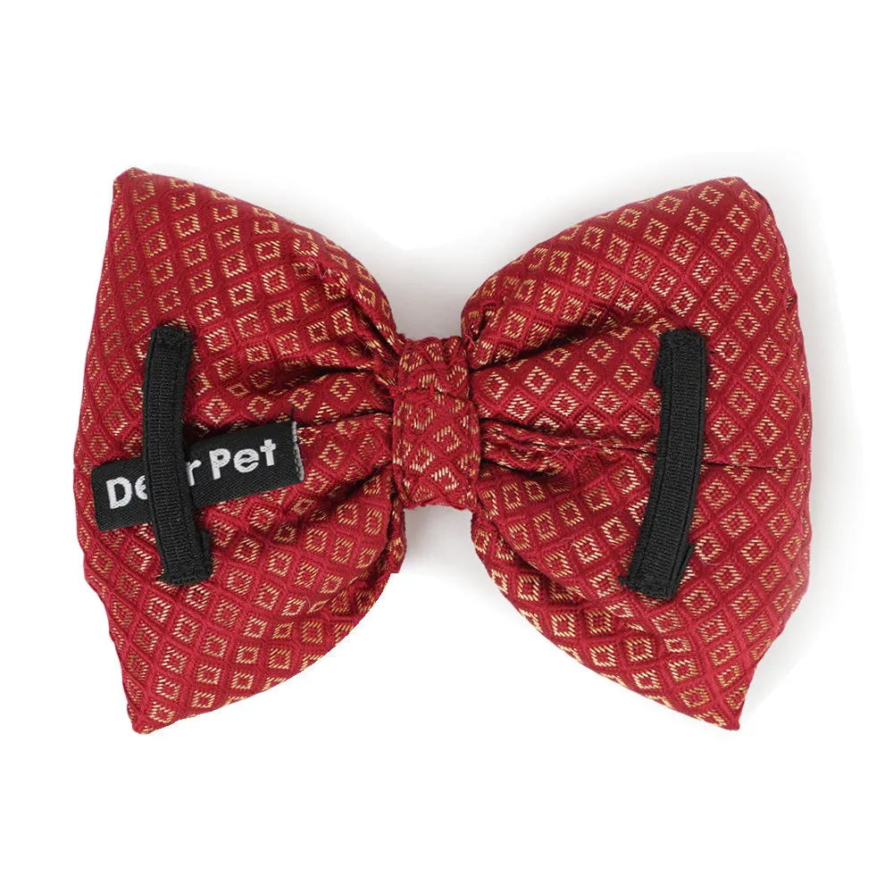 Dear Pet Brocade Bow in Maroon for Dogs