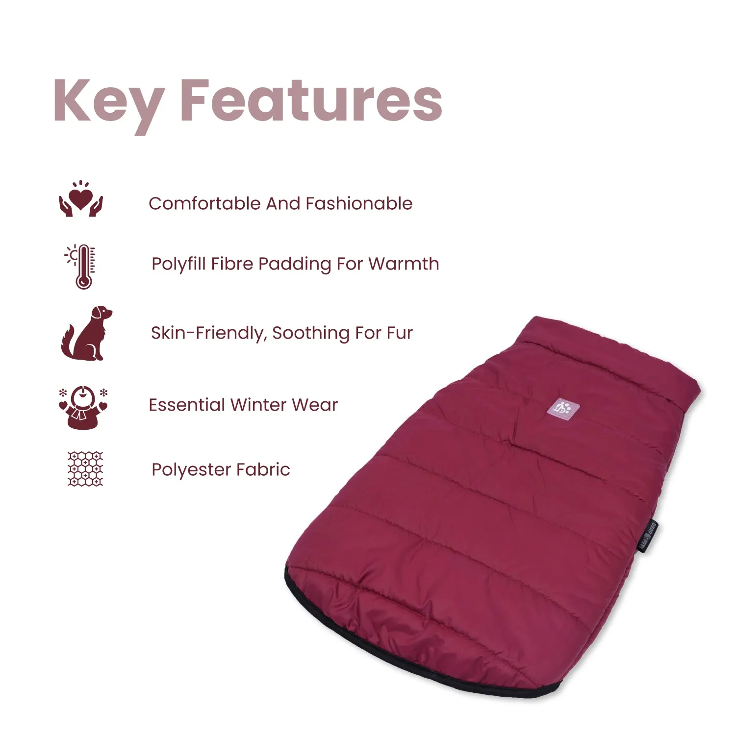 Dear Pet Quilted Jacket for Dogs in Maroon