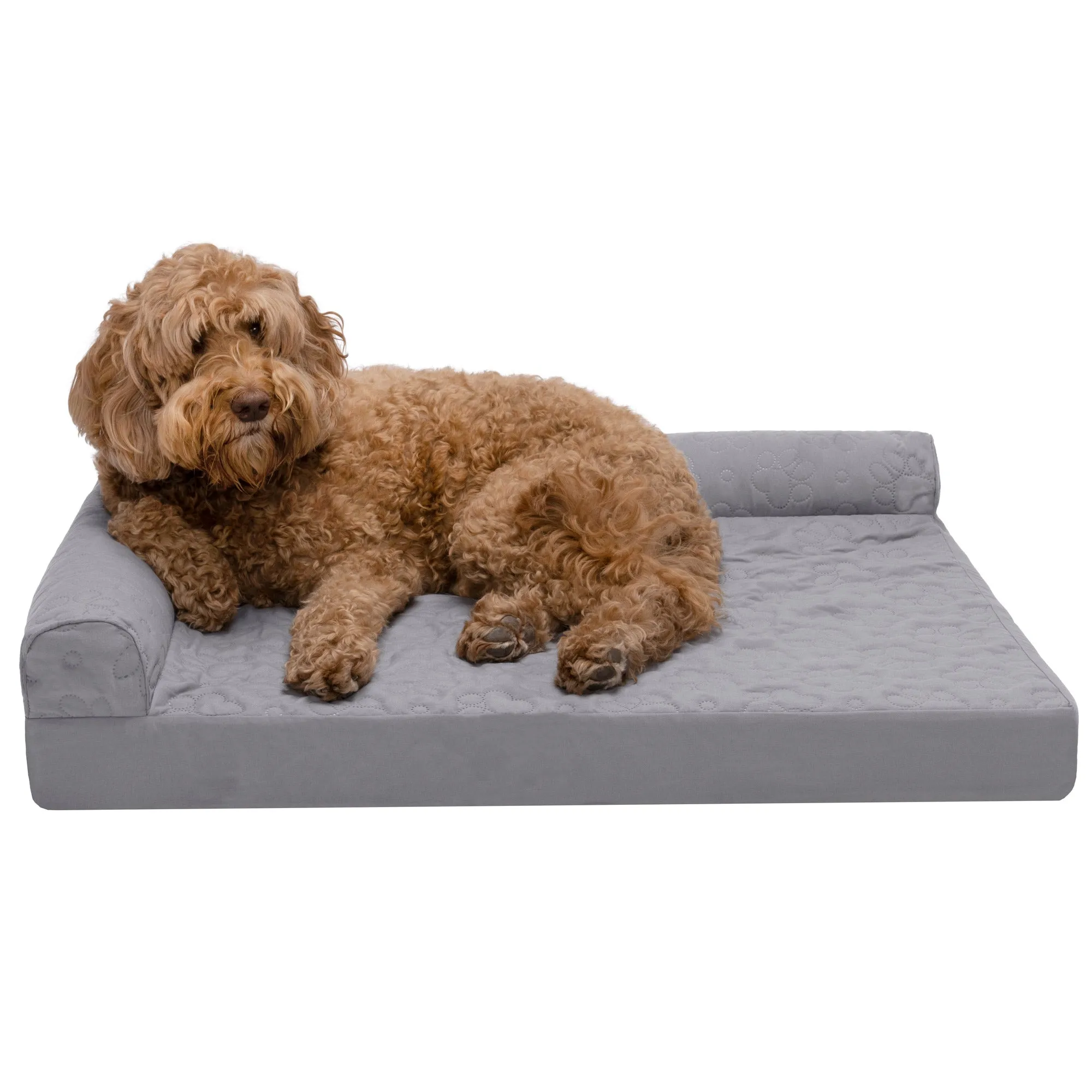 Deluxe Chaise Lounge Dog Bed - Pinsonic Paw Quilted Pet Bed