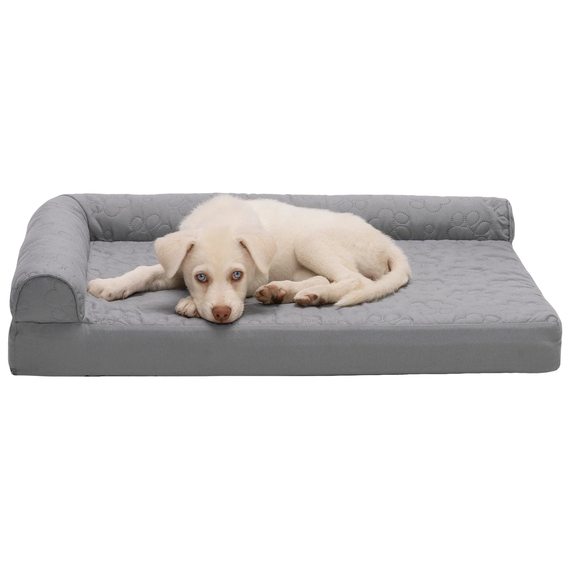 Deluxe Chaise Lounge Dog Bed - Pinsonic Paw Quilted Pet Bed