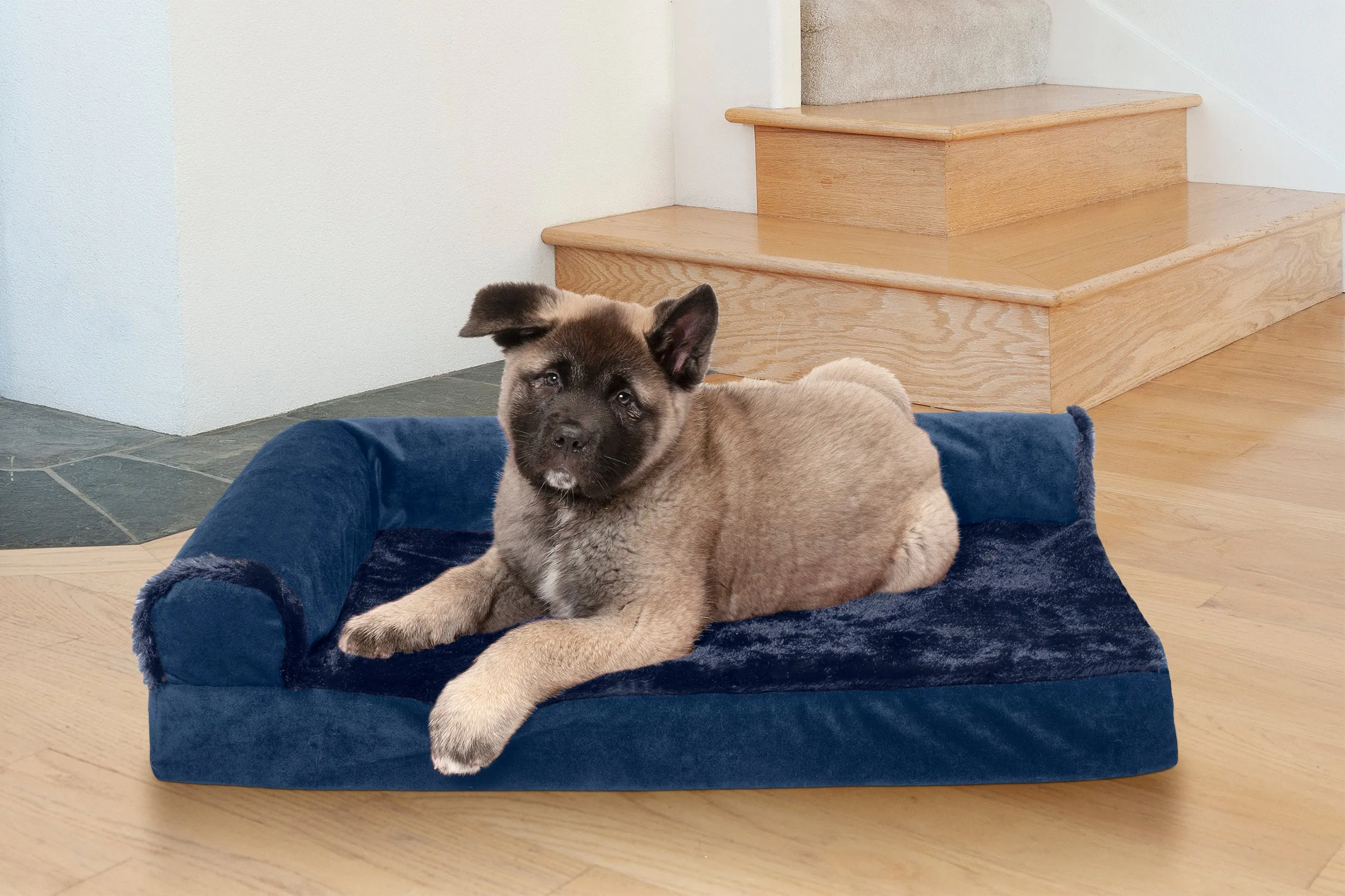 Deluxe Chaise Lounge Dog Bed - Plush & Velvet