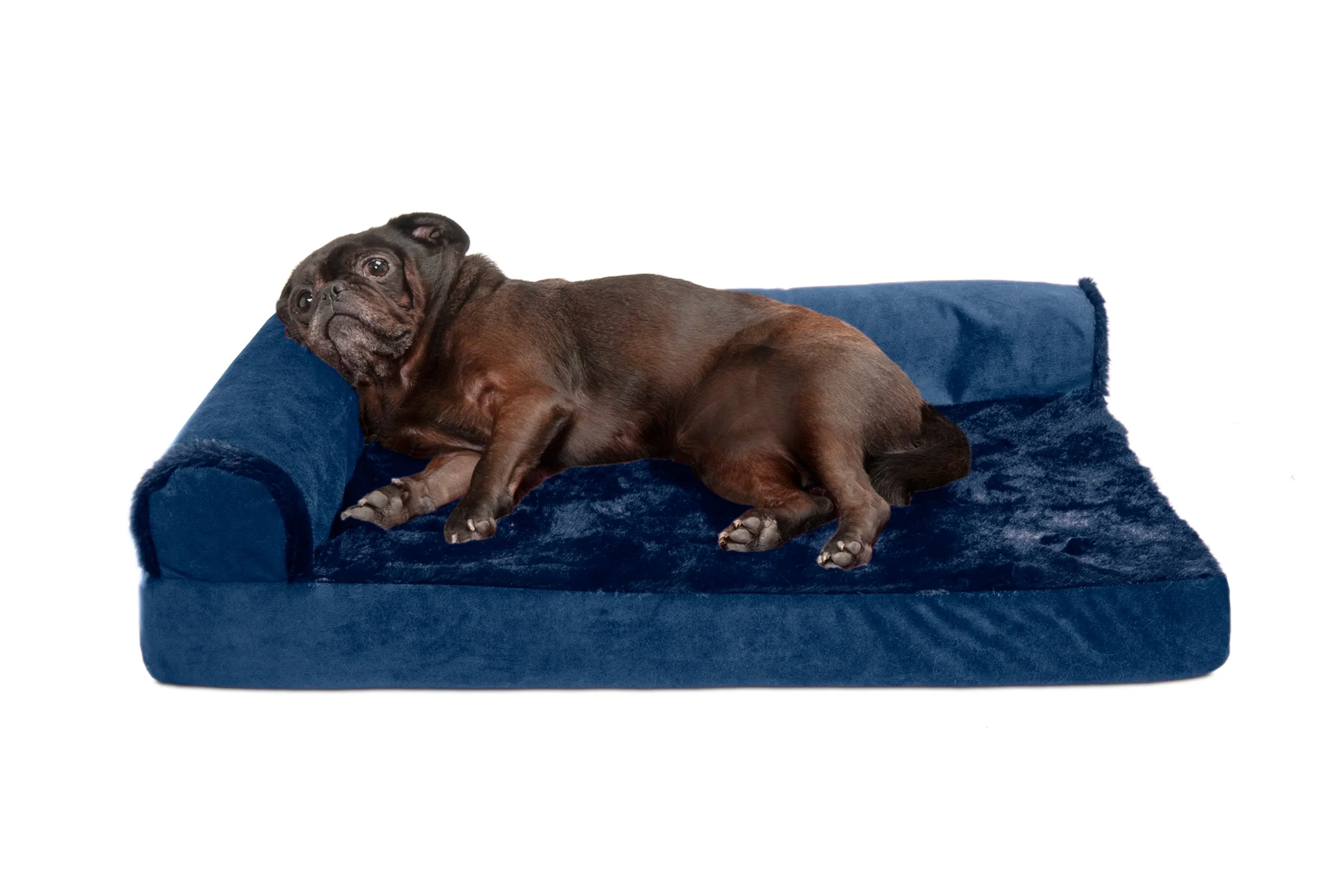 Deluxe Chaise Lounge Dog Bed - Plush & Velvet