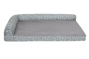 Deluxe Chaise Lounge Dog Bed - Plush Faux Fur & Almond Print