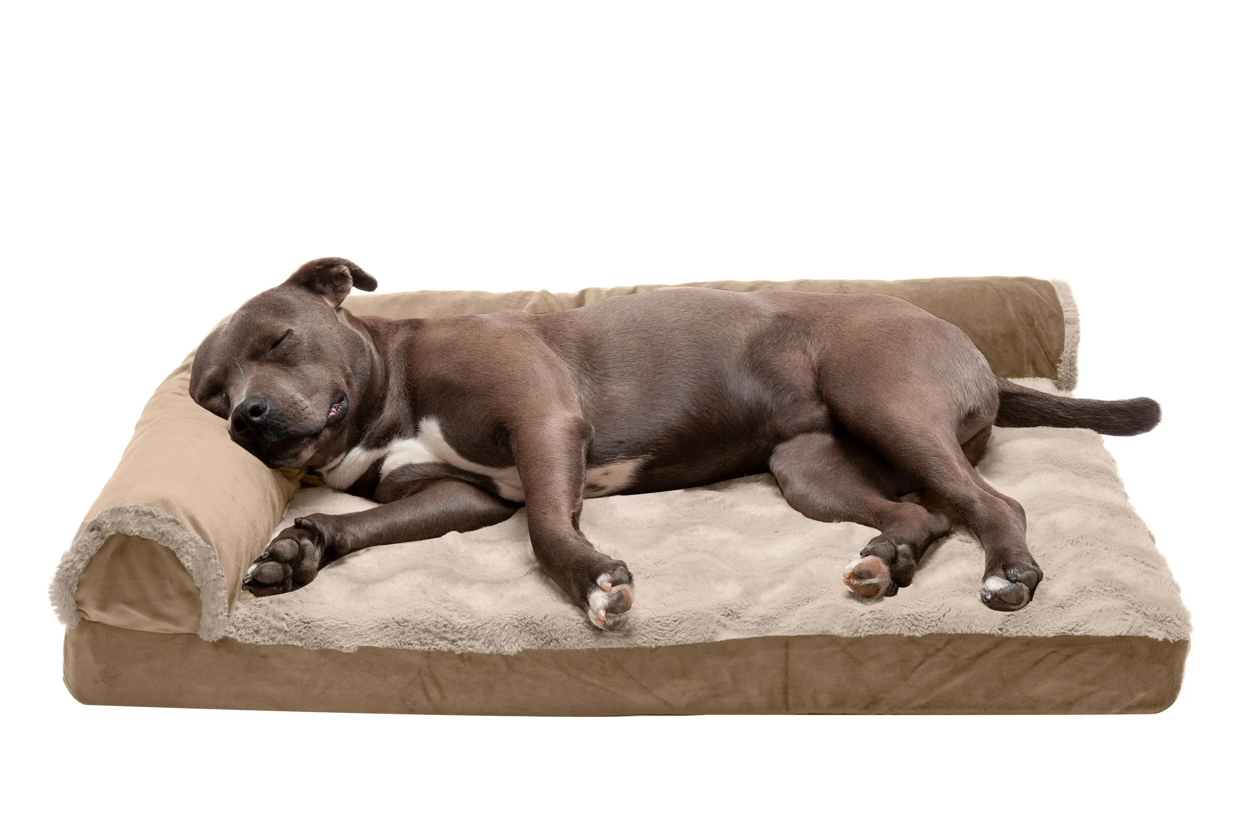 Deluxe Chaise Lounge Dog Bed - Wave Fur & Velvet