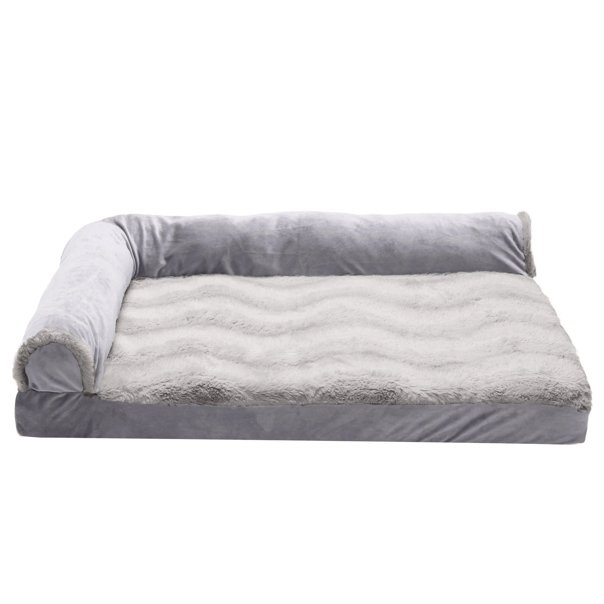 Deluxe Chaise Lounge Dog Bed - Wave Fur & Velvet